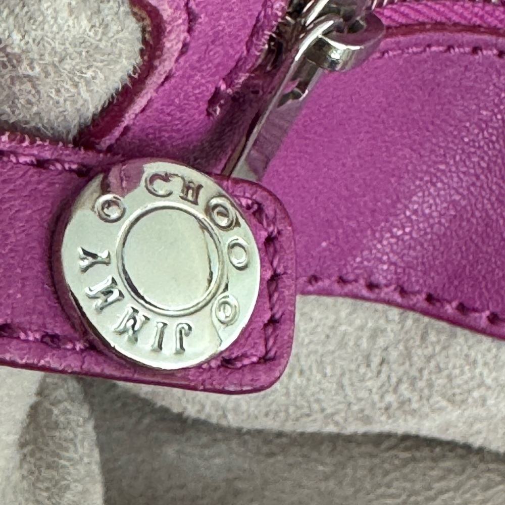 JIMMY CHOO Star Studded Pink Magenta Fushia Leather Tote Large Shoulder Bag - Picture 8 of 12